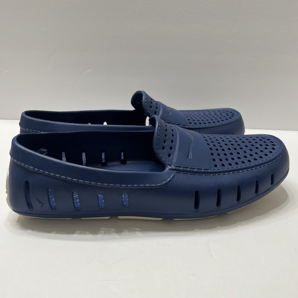 Floafers Men's Country Club Driver Loafer Navy Blue Perforated Foam Size 10